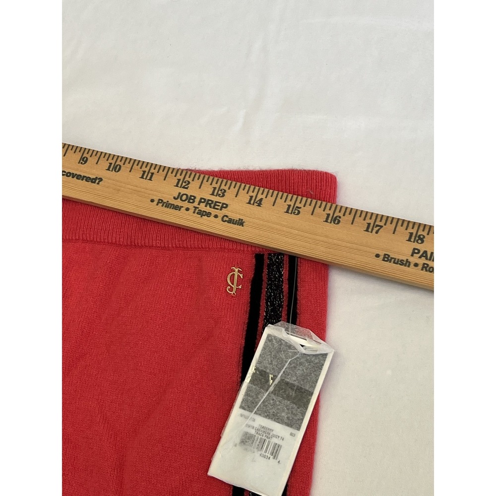 Juicy Couture Black Label Coral 100% Cashmere Track Pants Glitter Stripe Large - Picture 3 of 9